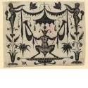 Ornamentstich mit Teufel und Trompete, Blatt 3 der Folge "Entwurf für Niello"